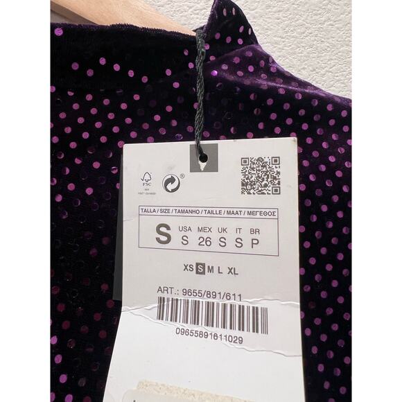 Zara Bloggers Favorite Festive Days Purple Velvet Sequin Open Back Dress NWT - Picture 13 of 15